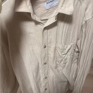 Old Navy Men's Cream Casual Button Down Shirt
